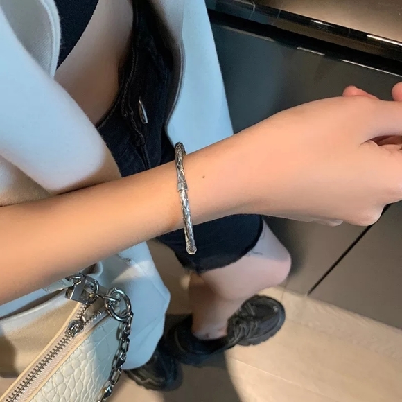 999 Etched Pure  Silver Tribal Cuff Bracelet - Picture 6 of 16